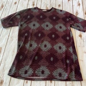 Geometric Patterned T-Shirt Sweater Dress